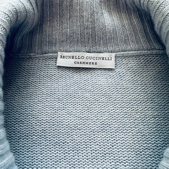 BRUNELLO CUCINELLI Gray Cowl Neck Sweater - Picture 3 of 6